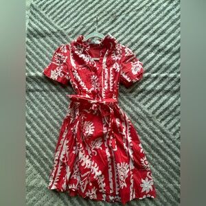 Mango red floral mini dress